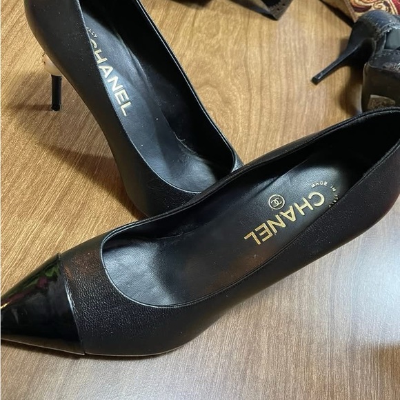 CHANEL Black Leather Heels - Picture 1 of 7